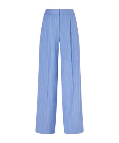 Veronica Beard Heyser Pinstriped Canvas Wide-leg Pants In Blue