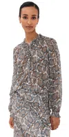 Veronica Beard Hickory Ruffled Long-sleeve Blouse In Multi