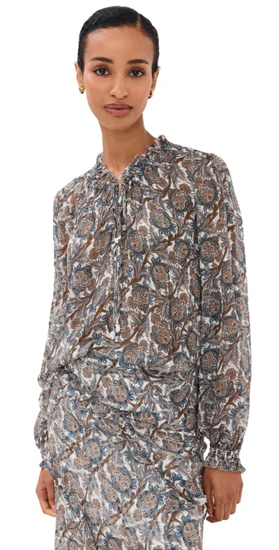 VERONICA BEARD HICKORY BLOUSE DOVE MULTI