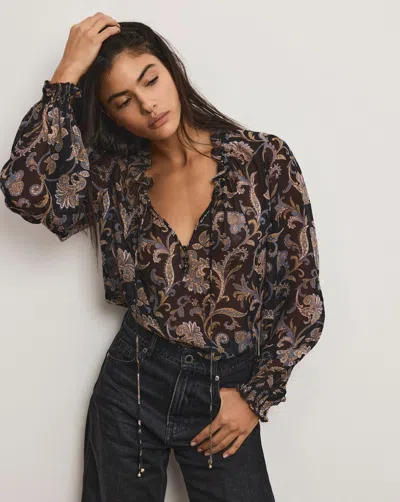 Veronica Beard Hickory Paisley Blouse In Black