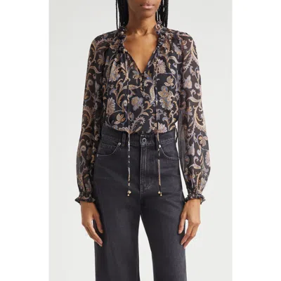 Veronica Beard Hickory Paisley Silk Blouse In Multi