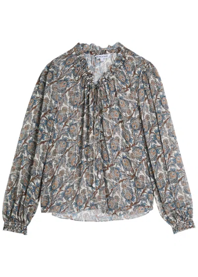 Veronica Beard Hickory Printed Silk-blend Blouse In Multi