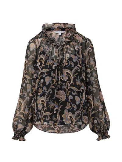 Veronica Beard Hickory Paisley Silk Blouse In Multi