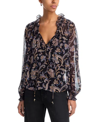 Veronica Beard Hickory Silk Blouse In Multi