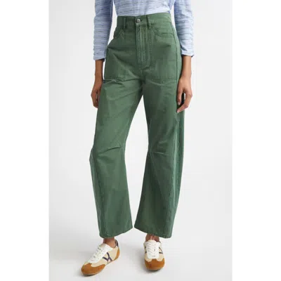 Veronica Beard High Waist Barrel Leg Pants In Green