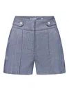 Veronica Beard Runo High-rise Linen-blend Shorts In Blue