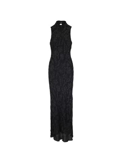 Veronica Beard High-neck Keyhole Maxi Dress In Black