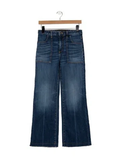 Pre-owned Veronica Beard High-rise Flared Jeans In Blue