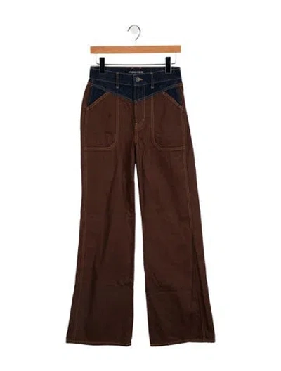 Pre-owned Veronica Beard High-rise Flared Jeans In Brown
