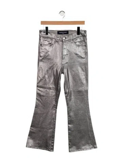 Pre-owned Veronica Beard High-rise Flared Jeans W/ Tags In Metallic/silver