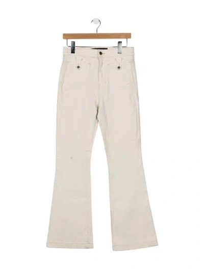 Pre-owned Veronica Beard High-rise Flared Jeans In White