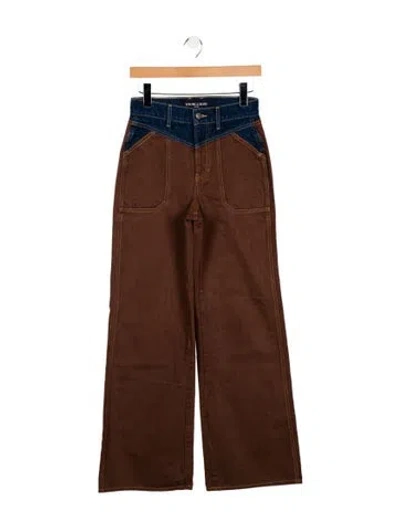Pre-owned Veronica Beard High-rise Wide Leg Jeans In Brown