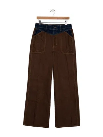 Pre-owned Veronica Beard High-rise Wide Leg Jeans In Brown
