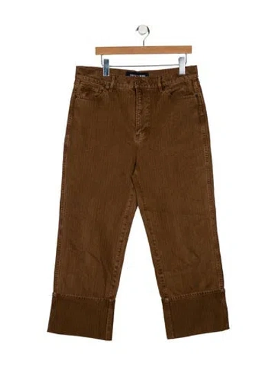 Pre-owned Veronica Beard High-rise Wide Leg Jeans In Brown
