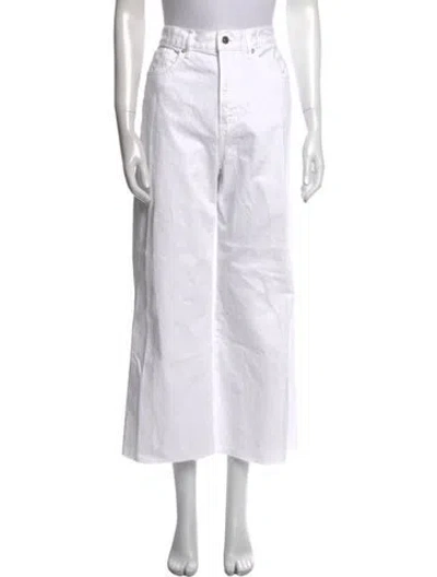 Pre-owned Veronica Beard High-rise Wide Leg Jeans In White