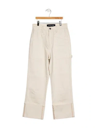 Pre-owned Veronica Beard High-rise Wide Leg Jeans In White