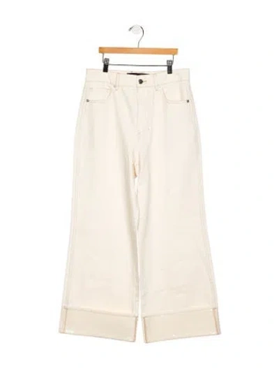 Pre-owned Veronica Beard High-rise Wide Leg Jeans In White