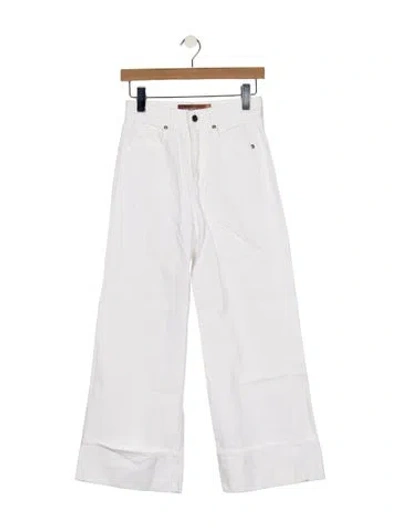 Pre-owned Veronica Beard High-rise Wide Leg Jeans In White