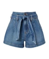 Veronica Beard High-waisted Denim Shorts In Blue
