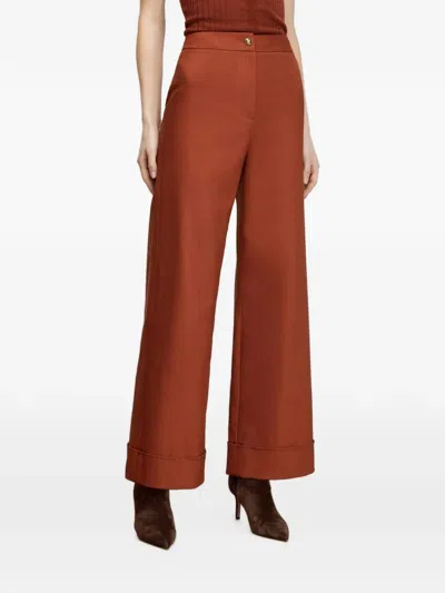Veronica Beard High-waisted Turn-up Trousers In Brown