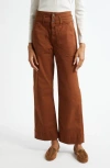 Veronica Beard Crosbie High Waist Wide Straight Leg Corduroy Pants In Brown
