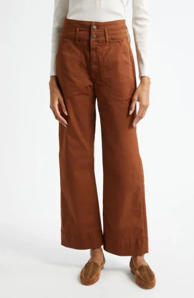 Veronica Beard Hilde Ankle Wide Leg Pants In Brown