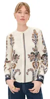 Veronica Beard Hoku Floral-print Satin-twill Blouse In White