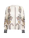 Veronica Beard Hoku Floral-print Satin-twill Blouse In Neutral