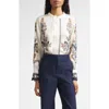 Veronica Beard Hoku Floral-print Satin-twill Blouse In White