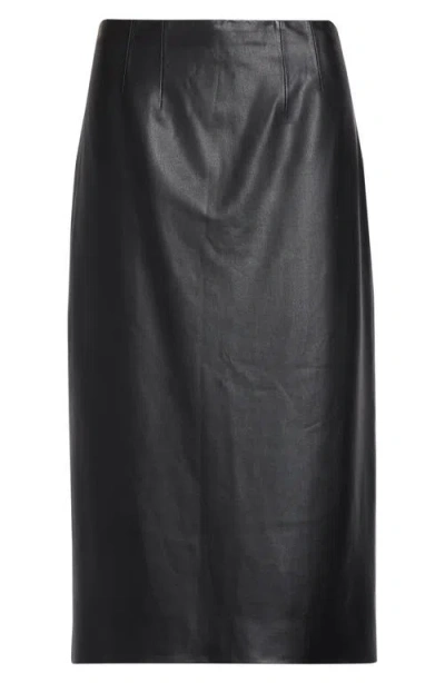 Veronica Beard Holmes Faux Leather Pencil Skirt In Black