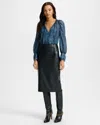 Veronica Beard Holmes Midi Pencil Skirt In Blue