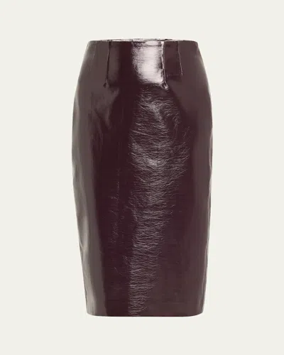 Veronica Beard Holmes Vegan Leather Pencil Skirt In Plum