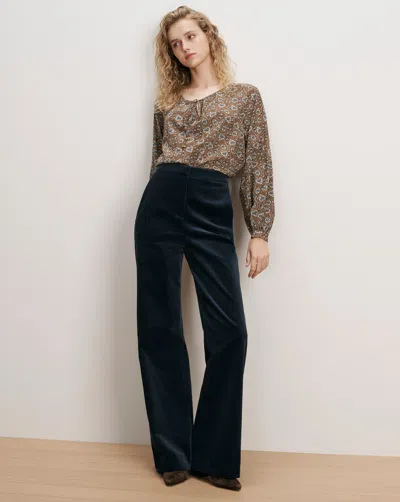 Veronica Beard Holt Corduroy Wide-leg Pant In Heritage Navy