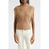 Veronica Beard Holton Wool Cable Knit Vest In Russet