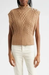 Veronica Beard Holton Wool Cable Knit Vest In Russet