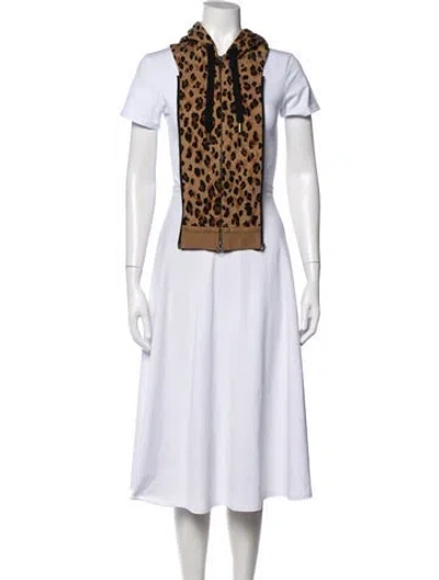 Pre-owned Veronica Beard Hooded Cheetah Pattern Print Dickey In Neutrals