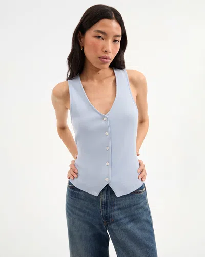 Veronica Beard Hoorne Button-down Tank Top In Blue