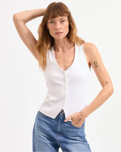 Veronica Beard Hoorne Button-down Tank Top In White