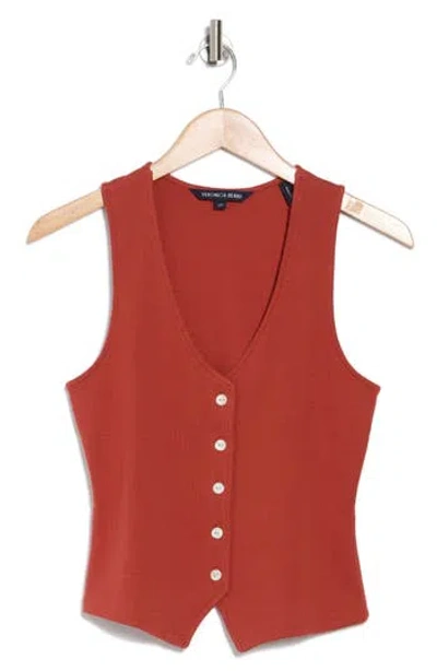 Veronica Beard Hoorne Cotton Rib Button-up Vest