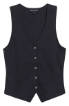 Veronica Beard Hoorne Rib Vest In Black