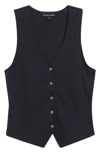 Veronica Beard Hoorne Rib Vest In Black