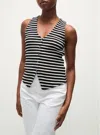 Veronica Beard Hoorne Top In White/black In Black
