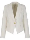 Veronica Beard Linen-blend Hosanna Dickey Blazer In Neutrals