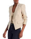 Veronica Beard Hosanna Dickey Short One Button Blazer In Khaki Mela
