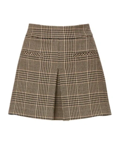 Veronica Beard Houndstooth Mini Skirt In Brown
