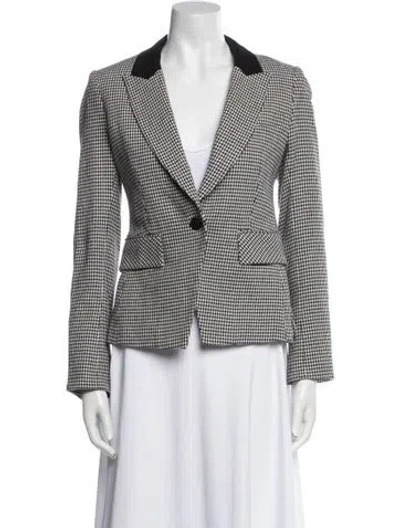 Pre-owned Veronica Beard Houndstooth Print Blazer In Black