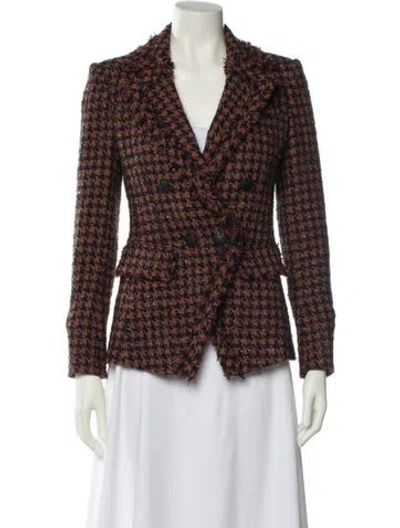 Pre-owned Veronica Beard Houndstooth Print Blazer In Black