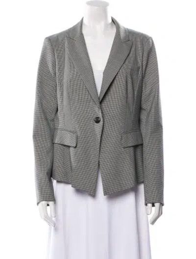 Pre-owned Veronica Beard Houndstooth Print Blazer In Black