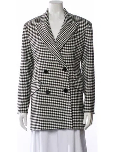 Pre-owned Veronica Beard Houndstooth Print Blazer In Black