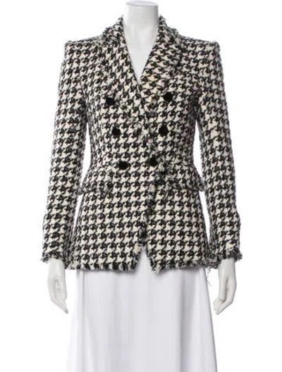 Pre-owned Veronica Beard Houndstooth Print Blazer In Black